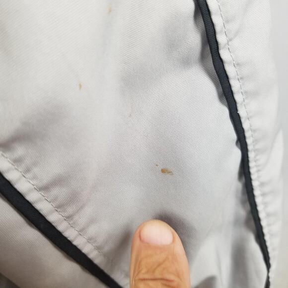 Nike Windbreaker Jacket Mens Large Gray Full Zip Mesh Lined Black Piping Swoosh - Picture 4 of 16